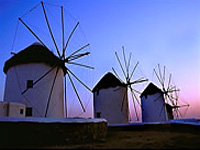 Windmills in Mykonos, Greece